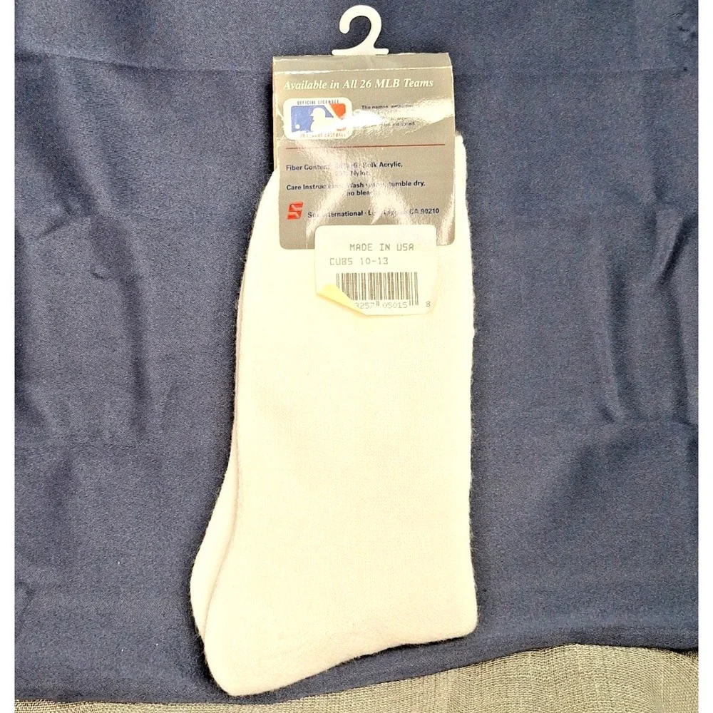 Vintage MLB Chicago Cubs Tube Socks 10-13 White NOS 80s 90s Stripe Logo SportSox
